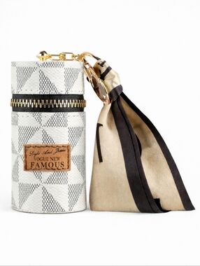 Checkered Travel Lipstick Case Keychain Charm Bag Accessory Clean Girl Essential